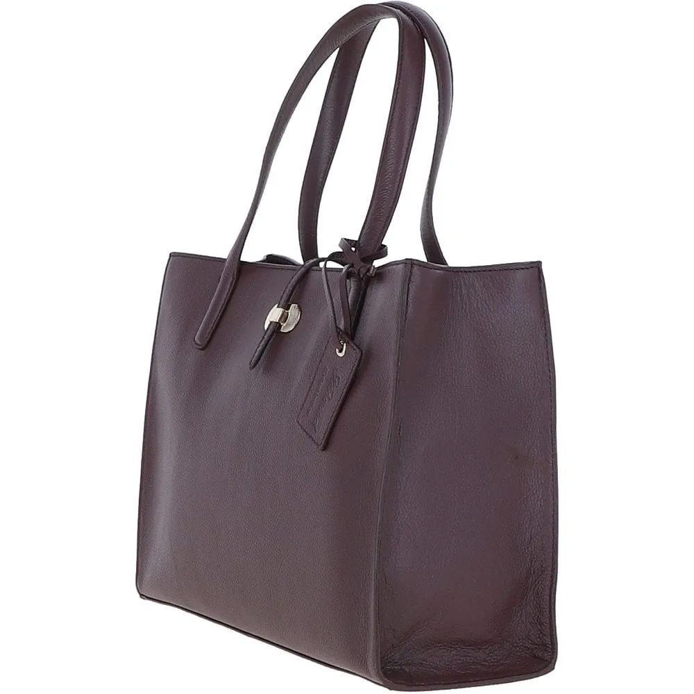 Women's Medium Leather Shopper Bag Burgundy: 61648 Maisy