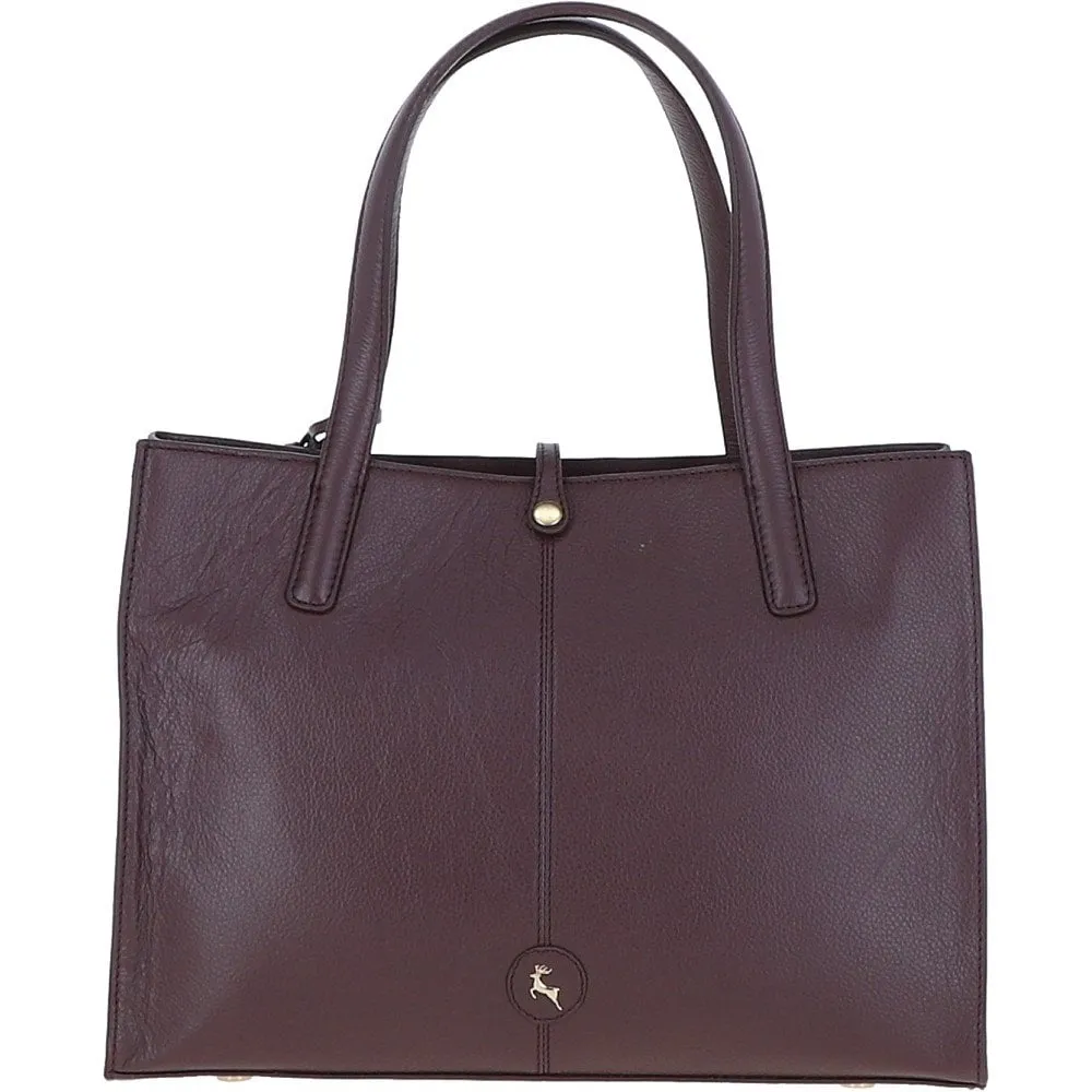 Women's Medium Leather Shopper Bag Burgundy: 61648 Maisy