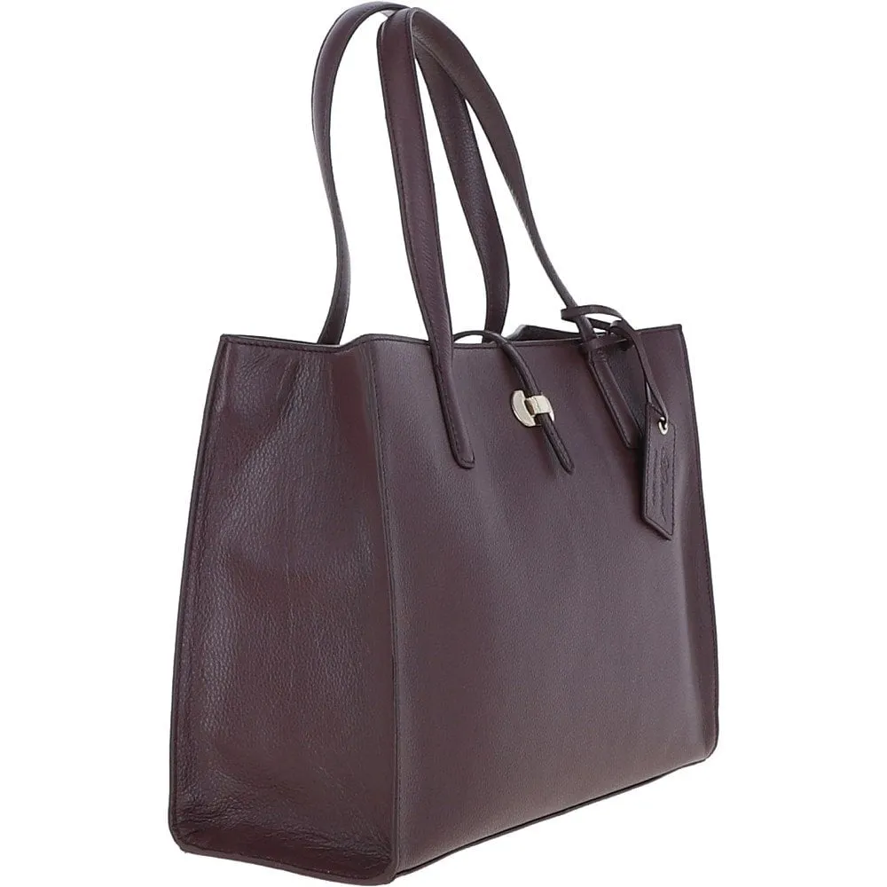 Women's Medium Leather Shopper Bag Burgundy: 61648 Maisy