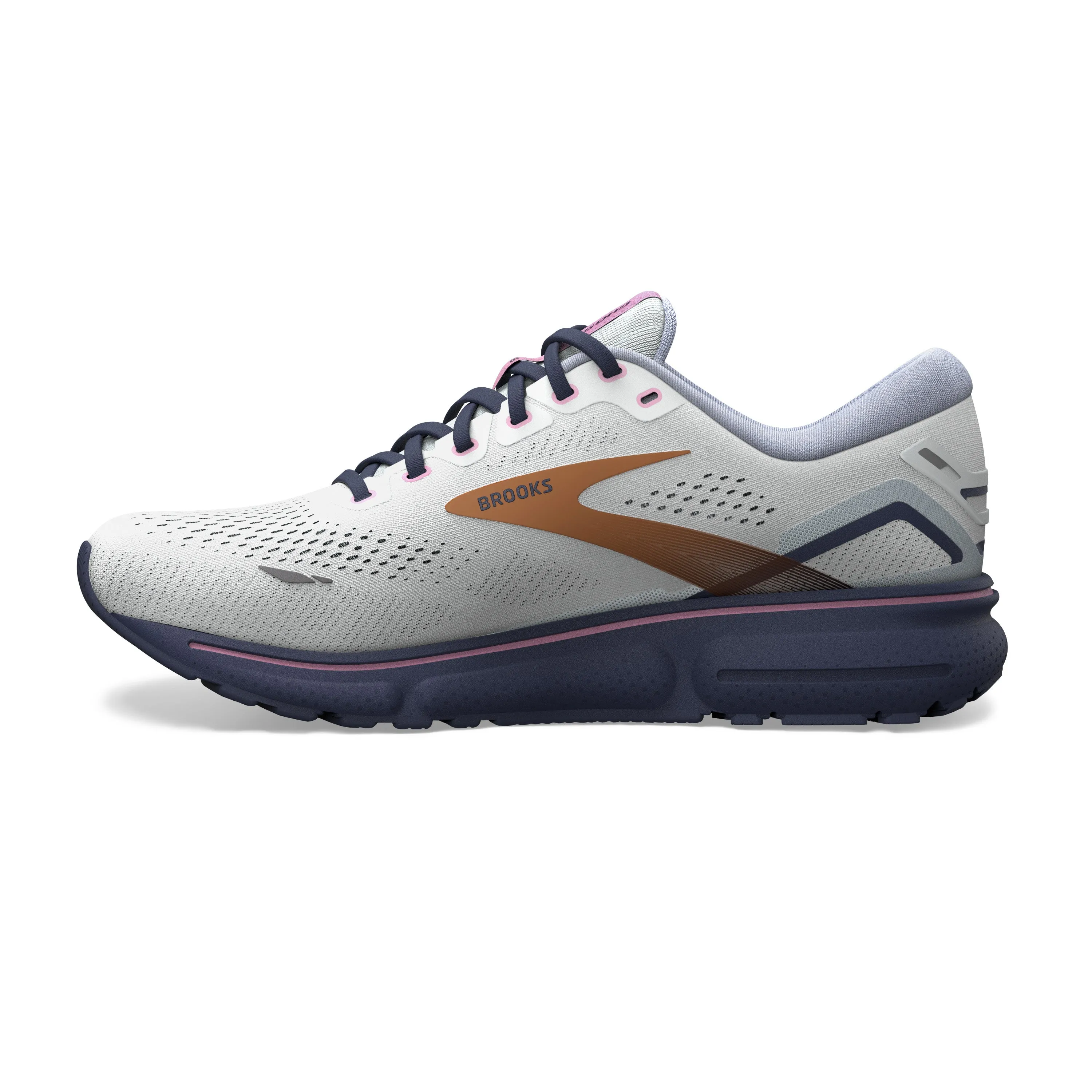 Women's Brooks Ghost 15 1203801B492 Color: Spa Blue/Neo Pink/ Copper