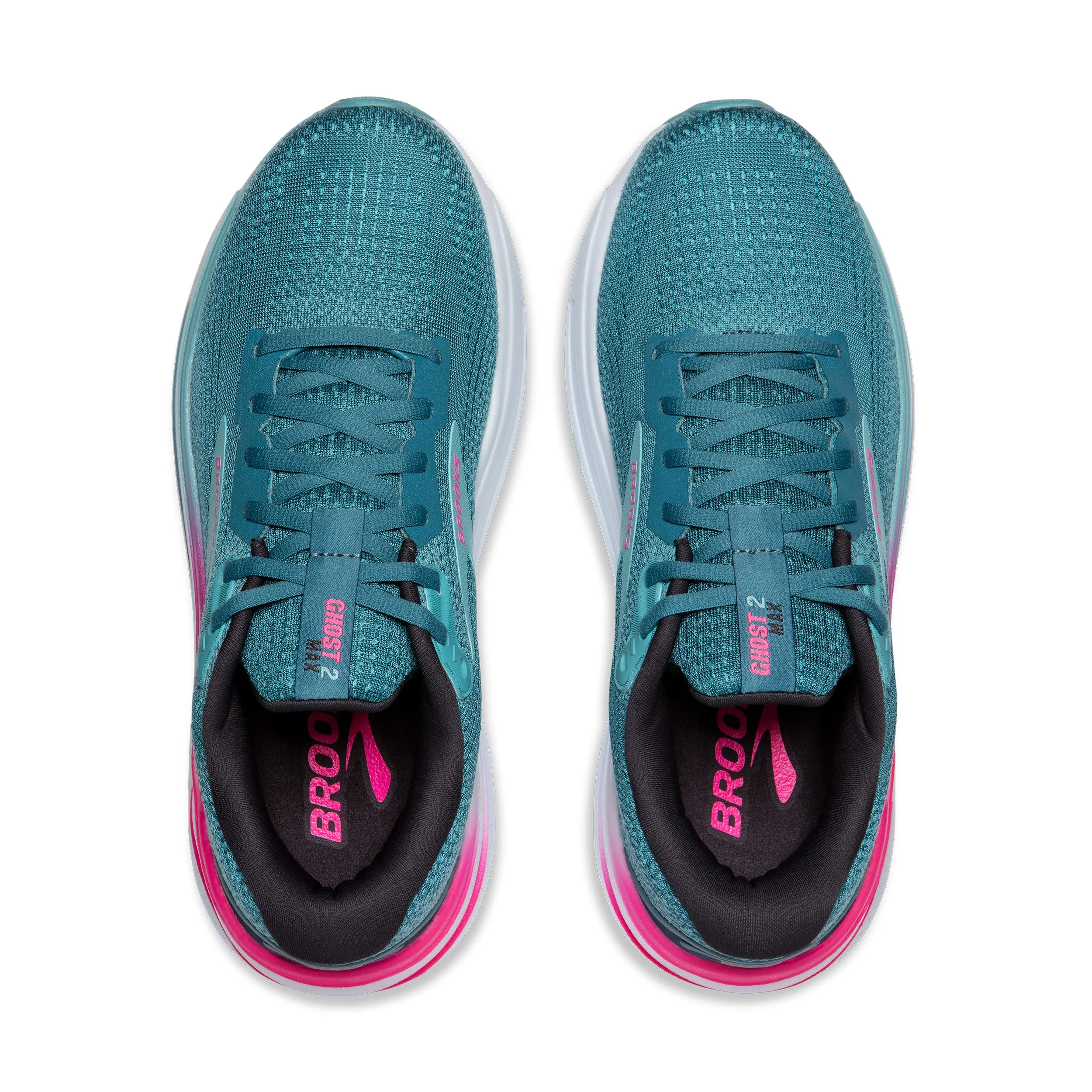 WOMEN'S BROOKS GHOST MAX 2 1204201B475 COLOR:  STORM BLUE/KNOCKOUT BLUE/KNOCKOUT PINK/AQUA