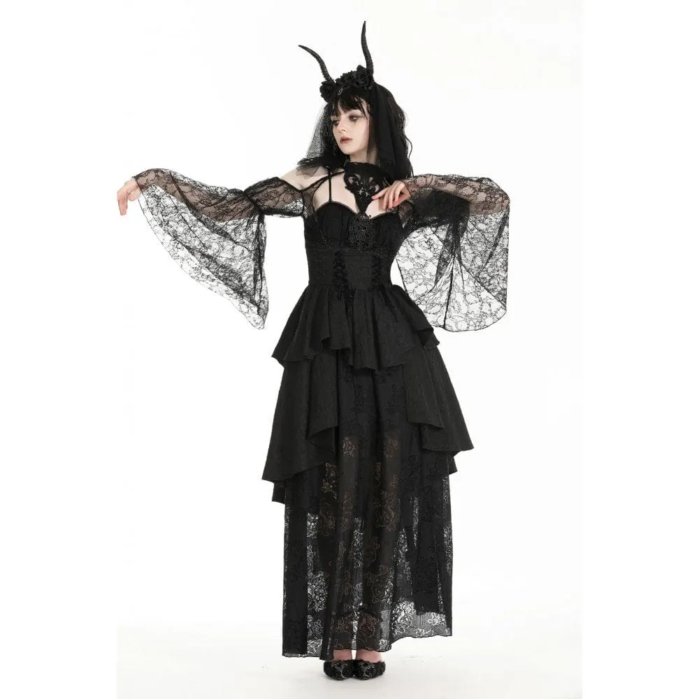 Women's Gothic Off-the-shoulder Cutout Lace Cape