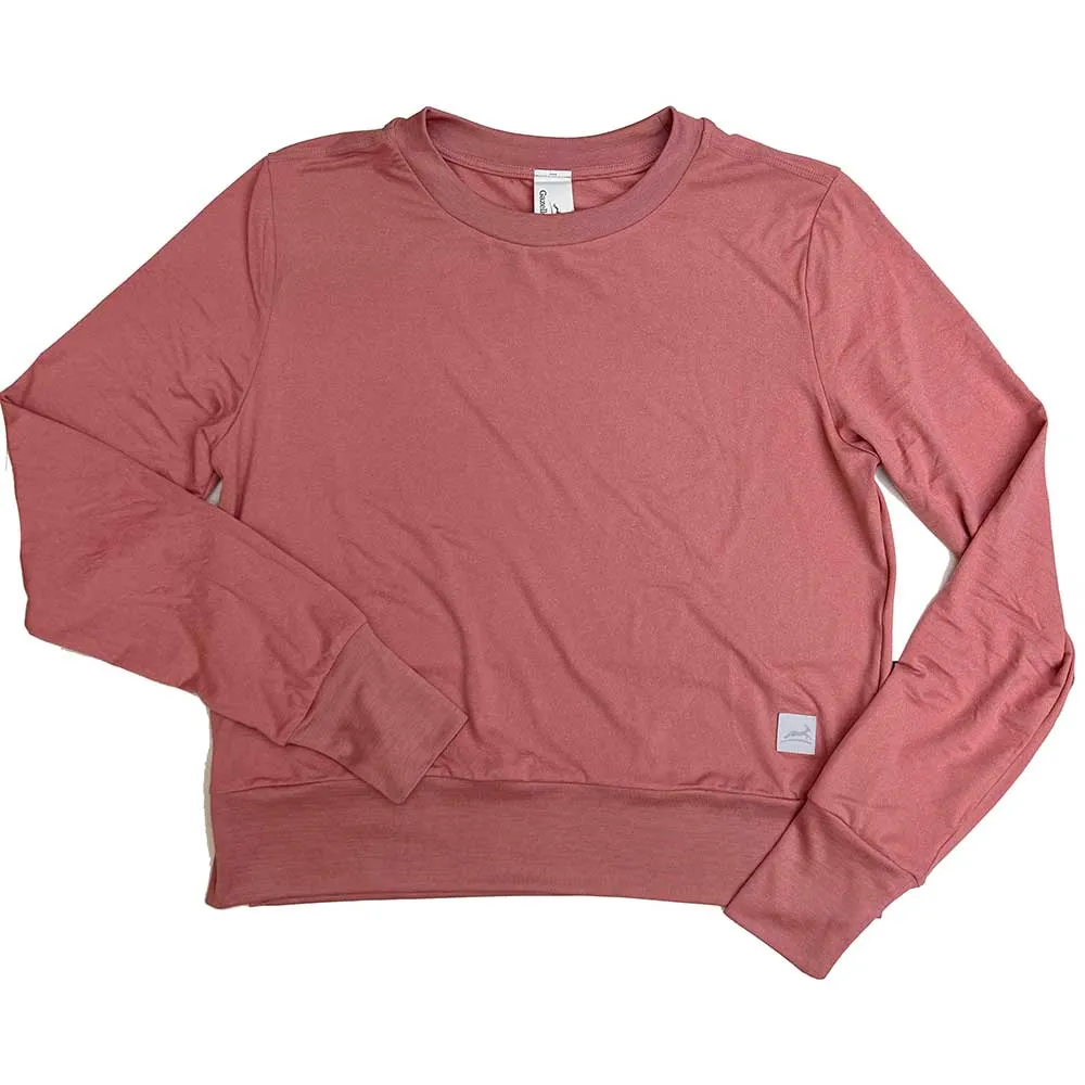 Women's Performance Tech Crewneck Sweatshirt - Heather Rose/Light Gray Woven Gazelle Patch