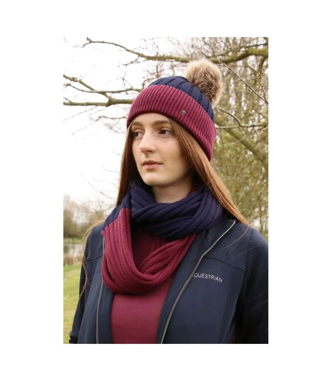 Womens/ladies synergy luxury snood one size navy/fig Hy