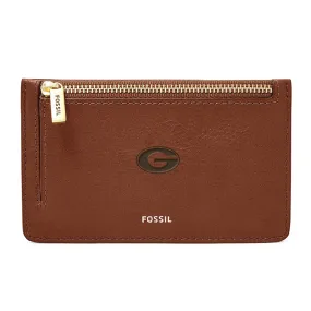 Women's Fossil Brown Georgia Bulldogs Logan Leather Card Case