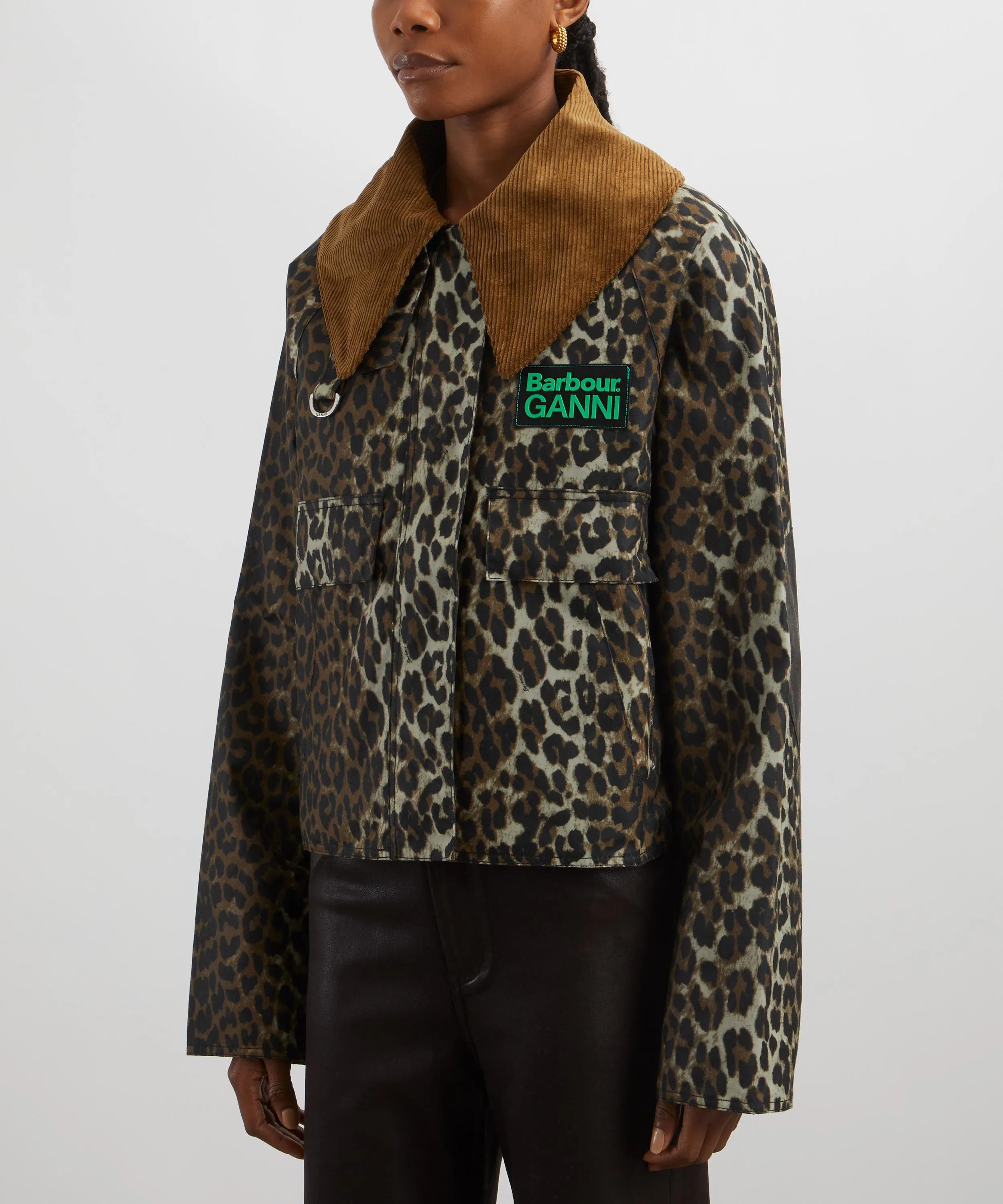 x GANNI Leopard Print Waxed Anorak