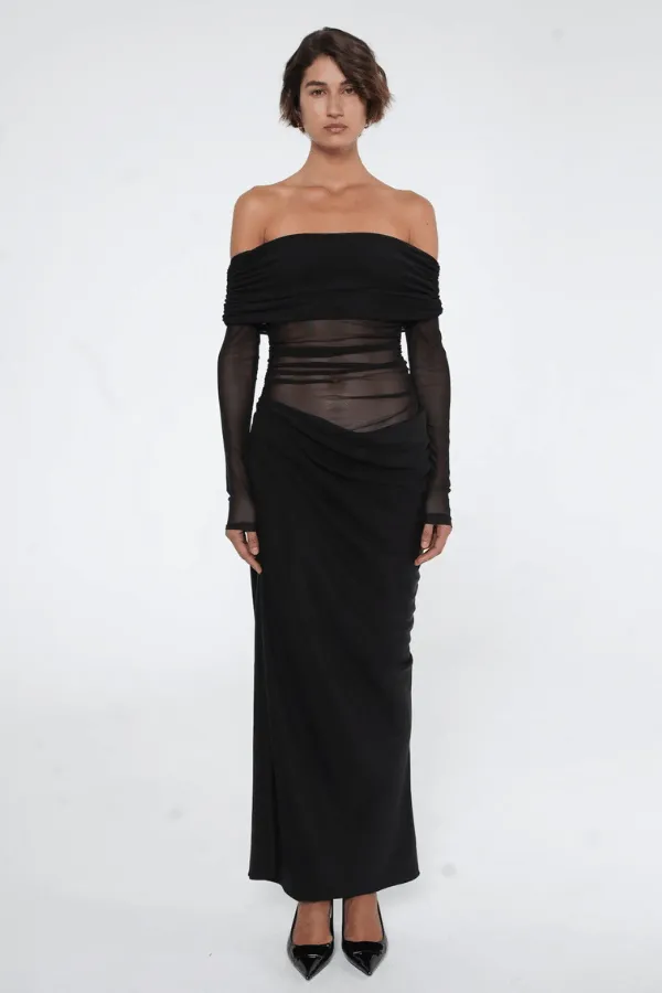 Yasmin Off Shoulder Maxi Dress Black